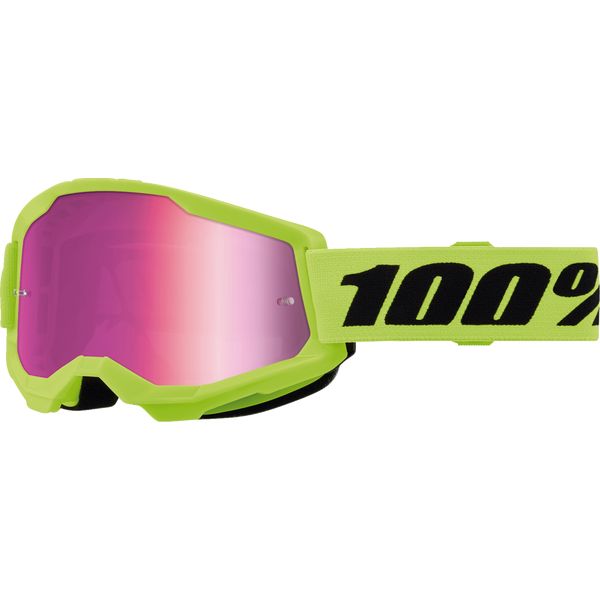 Ochelari MX-Enduro Copii 100 la suta Ochelari Moto MX/Enduro Copii Strata 2 Neon Yellow Pink-Mirror Lens 50032-00010