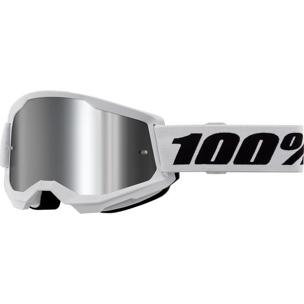 Ochelari MX-Enduro 100 la suta Ochelari Moto MX/Enduro Strata 2 White Silver-Mirror Lens 50028-00019