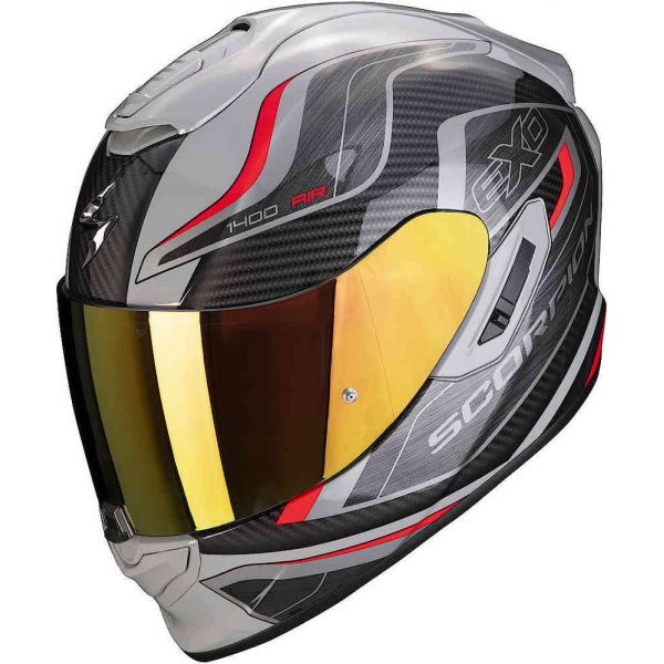 Casti Moto Integrale Scorpion Exo Casca Moto Full-Face 1400 Evo Air Attune Negru/Gri/Rosu