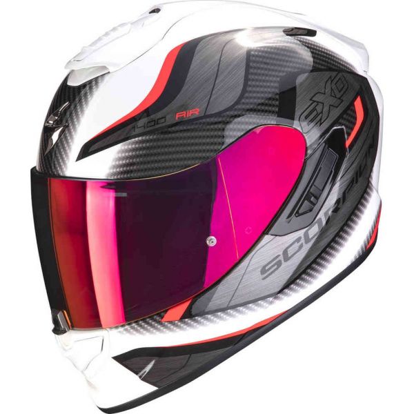 Casti Moto Integrale Scorpion Exo Casca Moto Full-Face 1400 Evo Air Attune Alb/Rosu