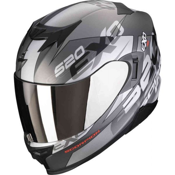 Casti Moto Integrale Scorpion Exo Casca Moto Full-Face 520 Evo Air Cover Argintiu Mat/Rosu