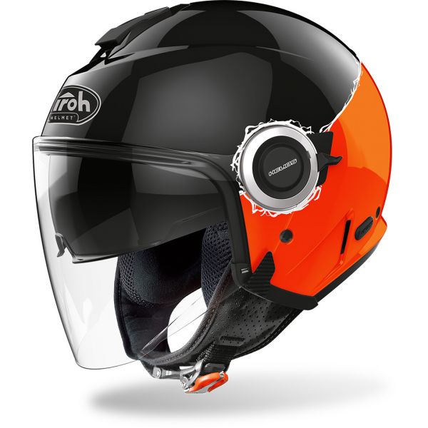 Casti Moto Jet (Open Face) Airoh Casca Moto Jet Helios Fluo Orange Gloss