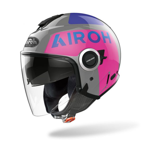 Casti Moto Jet (Open Face) Airoh Casca Moto Jet Helios Up Pink Gloss