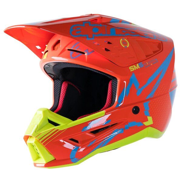 Helmets MX-Enduro Alpinestars Moto MX/Enduro Helmet Supertech S-M5 Action Orange/Blue/Fluo Yellow 24 