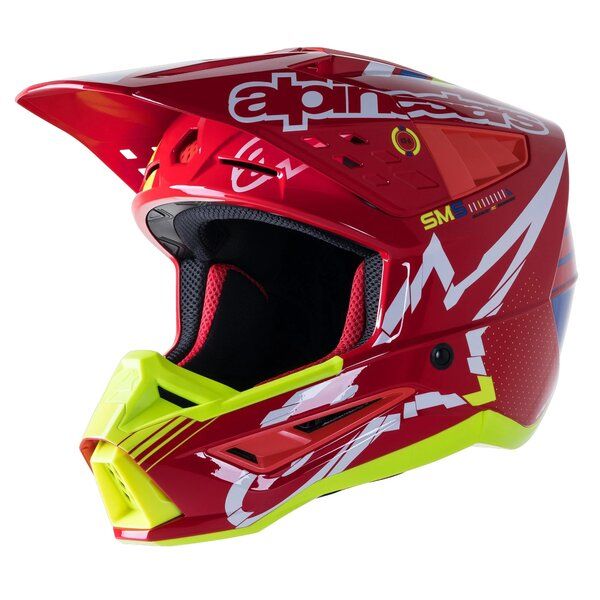 Helmets MX-Enduro Alpinestars Moto MX/Enduro Helmet Supertech S-M5 Action Red/White/Fluo Yellow 24 