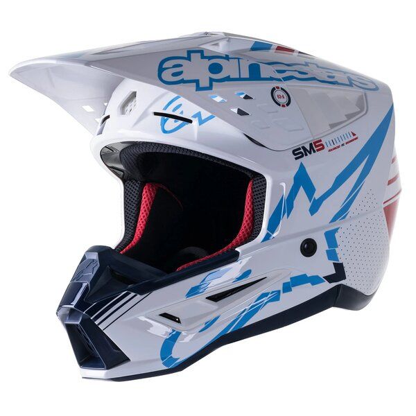 Casti Cross-Enduro Alpinestars Casca Moto MX/Enduro Supertech S-M5 Action White/Blue 24 