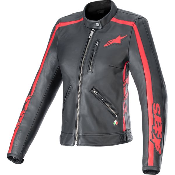 Leather Womens Jackets Alpinestars Lady Moto Leather Jacket Stella Dyno Black/Red 24