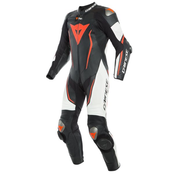 Echipamente DAINESE Dainese Combinezon Moto Piele Misano 2 D-Air Perforated 1Pc Black/White/Fluo-Red 23