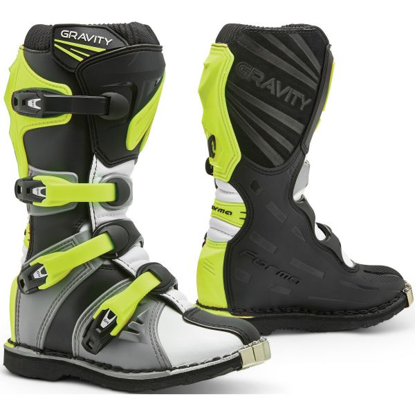 Cizme MX-Enduro Forma Boots Cizme Enduro Copii Gravity Grey/White/Yellow Fluo