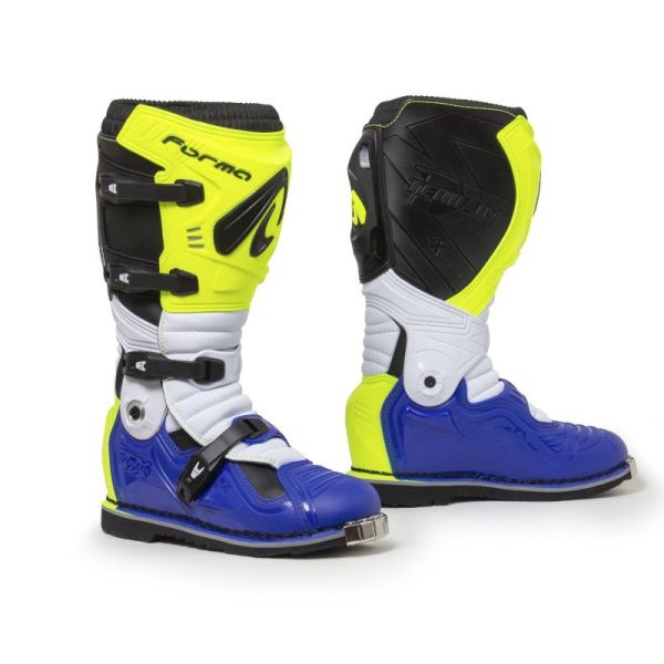 Cizme MX-Enduro Forma Boots Cizme Moto Enduro Terrain Evolution TX Yellow Fluo/White/Blue