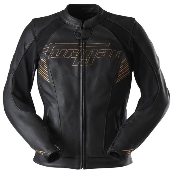 Leather Womens Jackets Furygan Leather Moto Jacket Alba Lady Black-Gold 6028-1005