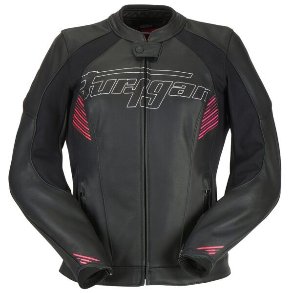 Leather Womens Jackets Furygan Leather Moto Jacket Alba Lady Black-Pink 6028-150