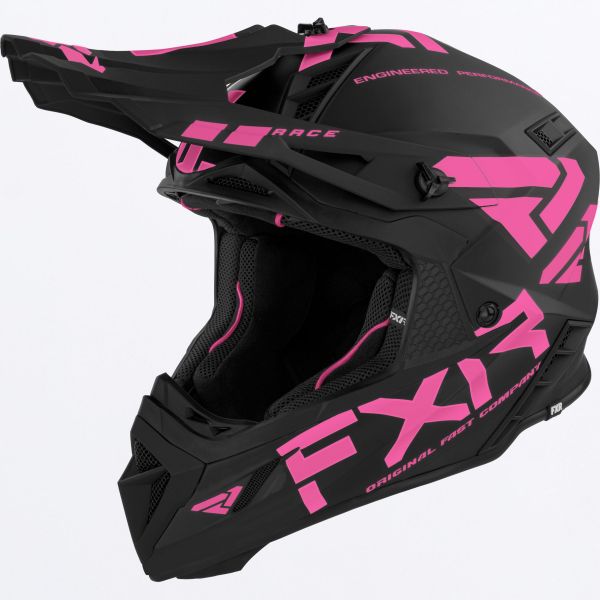 Casti Cross-Enduro FXR Casca Moto Enduro/Snow Helium Race Div With D-Ring Black/Elec Pink 