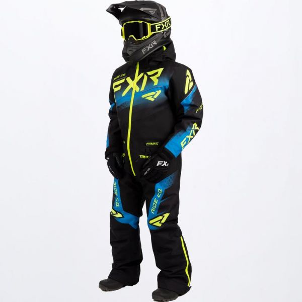 Kids Monosuits FXR Youth Snowmobil Monosuit Boost  Black/Blue/Hi Vis