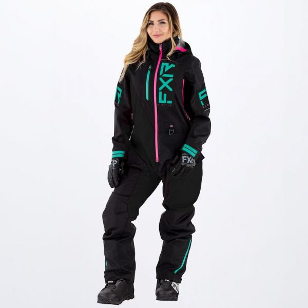 Combinezon Monosuit SNOW Dama FXR Combinezon Snowmobil Dama Recruit Lite Black/Mint/Elec Pink