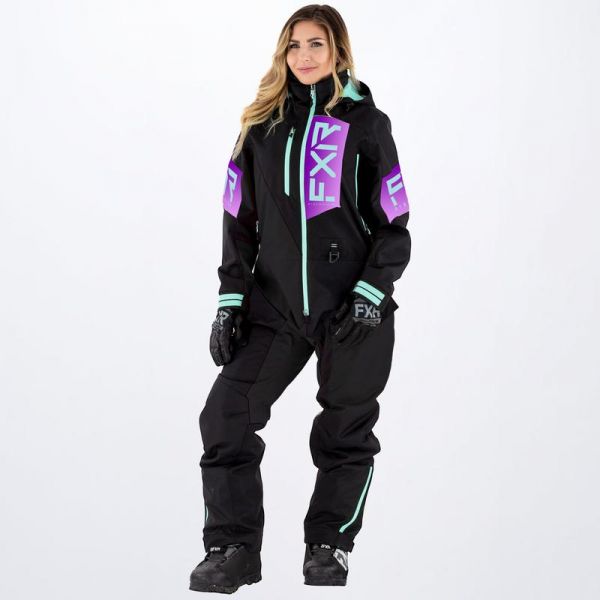 Combinezon Monosuit SNOW Dama FXR Combinezon Snowmobil Dama Recruit Lite Black/Purple Fade/Seafoam