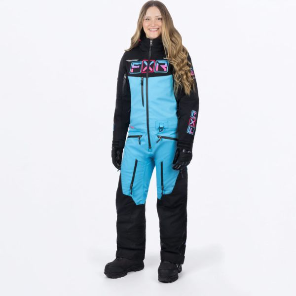 Combinezon Monosuit SNOW Dama FXR Combinezon Snowmobil Dama Insulated Maverick F.A.S.T. Black/Sky Blue/E Pink 23