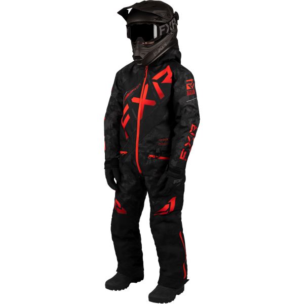 Combinezon Monosuit SNOW Copii FXR Combinezon Snowmobil Youth CX Black Camo/Red Fade