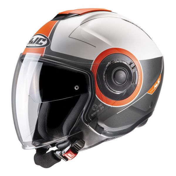 Casti Moto Jet (Open Face) HJC Casca Moto Open Face i40 Panadi Black/White/Orange