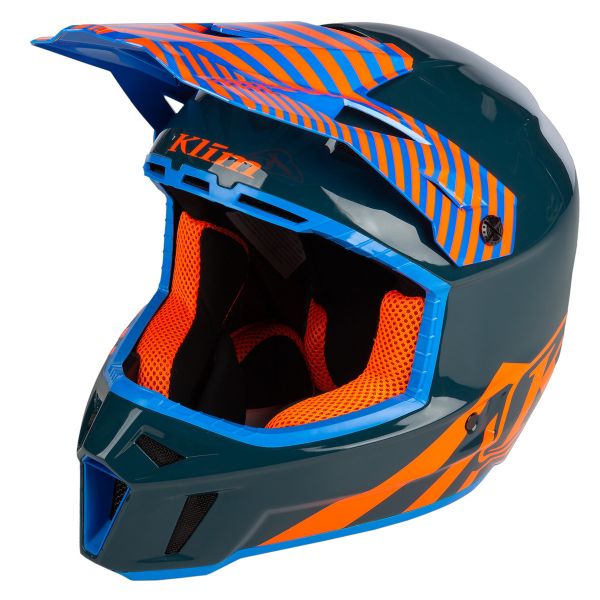 Casti Cross-Enduro Klim Casca Moto Enduro F3 Carbon Off-Road Helmet ECE Illusion Striking Petrol