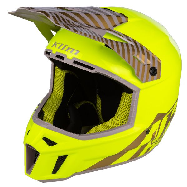 Casti Cross-Enduro Klim Casca Moto Enduro F3 Carbon Off-Road Helmet ECE Illusion Yellow/Gold