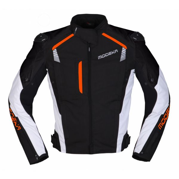 Geci Moto Textil Modeka Geaca Moto Textila  Lineos Black/White/Orange 2022