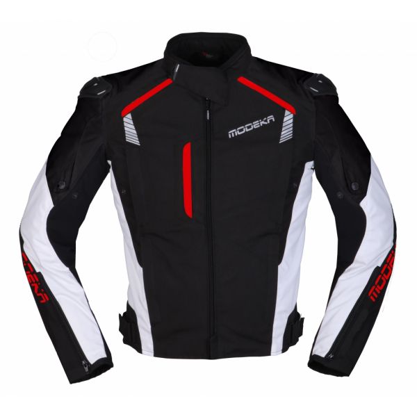 Geci Moto Textil Modeka Geaca Moto Textila  Lineos Black/White/Red 2022