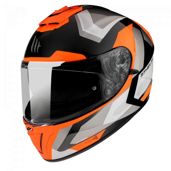 Casti Moto Integrale MT Helmets Casca Moto Full-Face Blade 2 SV Finishline D4 Gloss Pearl Fluor Orange 2022
