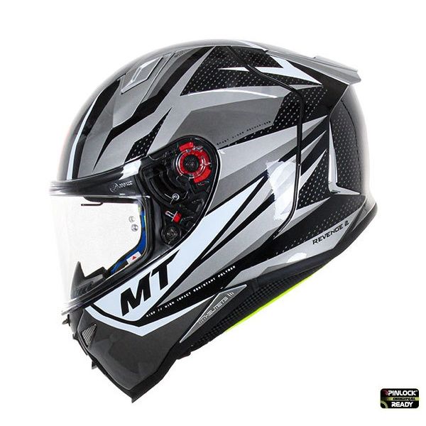 Casti Moto Integrale MT Helmets Casca Moto Full-Face Revenge 2 Kley B0 Alb/Gri Lucios