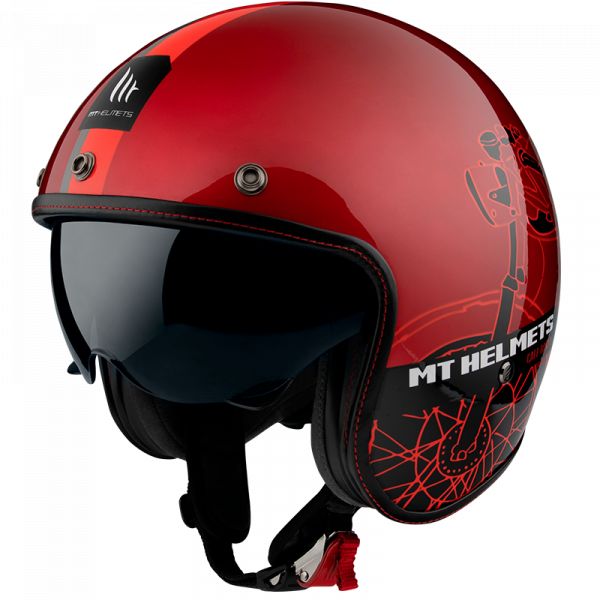 Casti Moto Jet (Open Face) MT Helmets Casca Moto Jet Caf? Racer B5 Gloss Red 2022