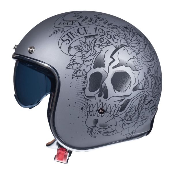 Casti Moto Jet (Open Face) MT Helmets Casca Moto Jet Le Mans 2 SV Skull&Rose A2 Black/Grey