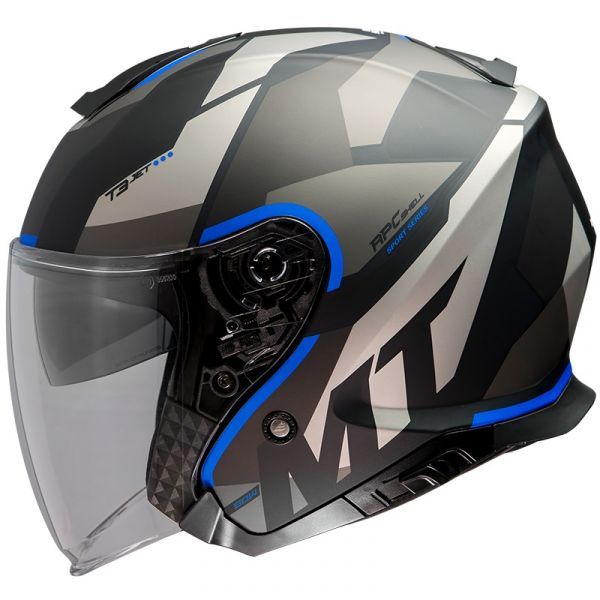 Casti Moto Jet (Open Face) MT Helmets Casca Moto Jet Thunder III SV Jet Bow A7 Grey/Blue