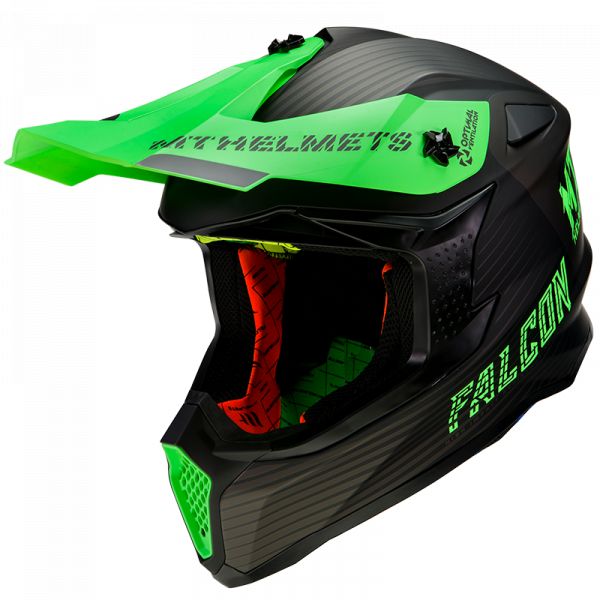  MT Helmets Casca Moto MX Falcon System D6 Matt Fluor Green 2022