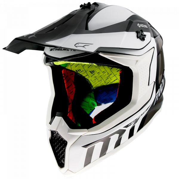Casti Cross-Enduro MT Helmets Casca Moto MX Falcon Warrior B0 Gloss Pearl White 2021