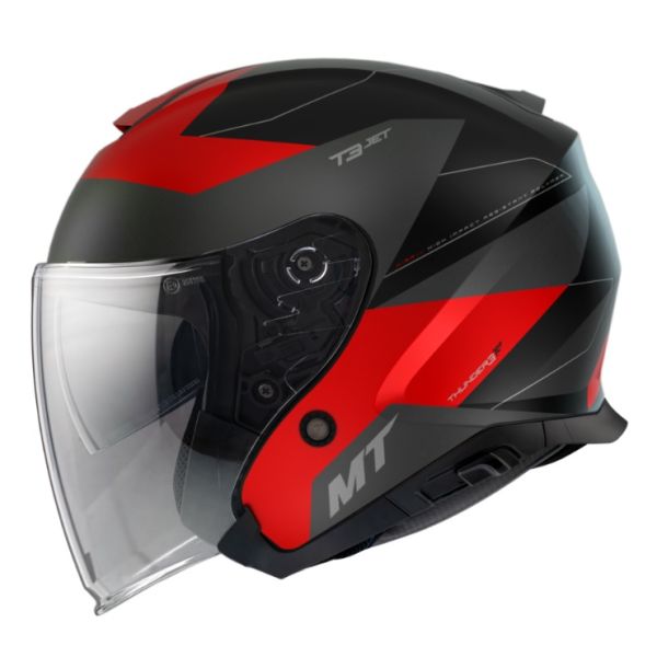 Casti Moto Jet (Open Face) MT Helmets Casca Open Face Thunder 3 SV Jet Cooper A3 Rosu Mat