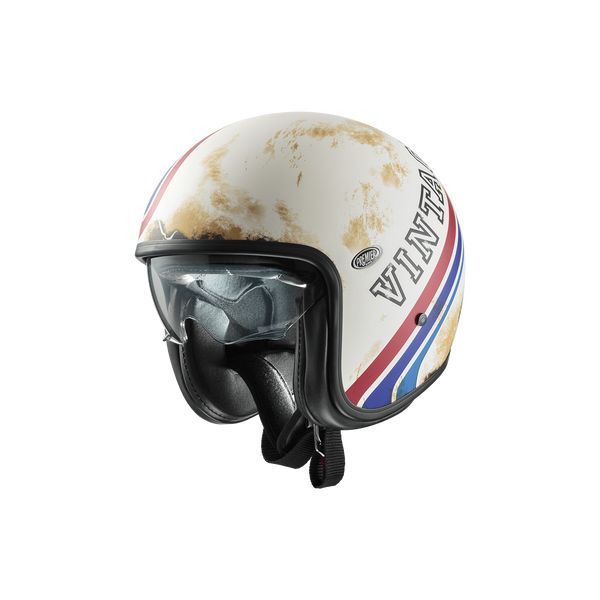 Casti Moto Jet (Open Face) Premier Helmets Casca Moto Open-Face/Jet Vintage BTR 12BM Matte White/Red/Blue 2024