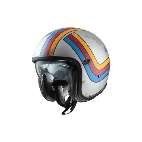 Casti Moto Jet (Open Face) Premier Helmets Casca Moto Open-Face/Jet Vintage Plat Edit EX77BM Glossy Silver/Blue/Yellow 2024