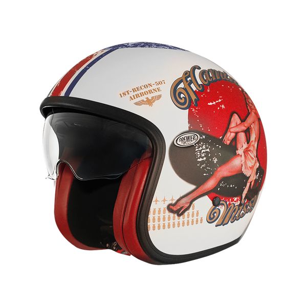 Casti Moto Jet (Open Face) Premier Helmets Casca Moto Open-Face/Jet Vintage PU 8BM Matt Red/Black 2024
