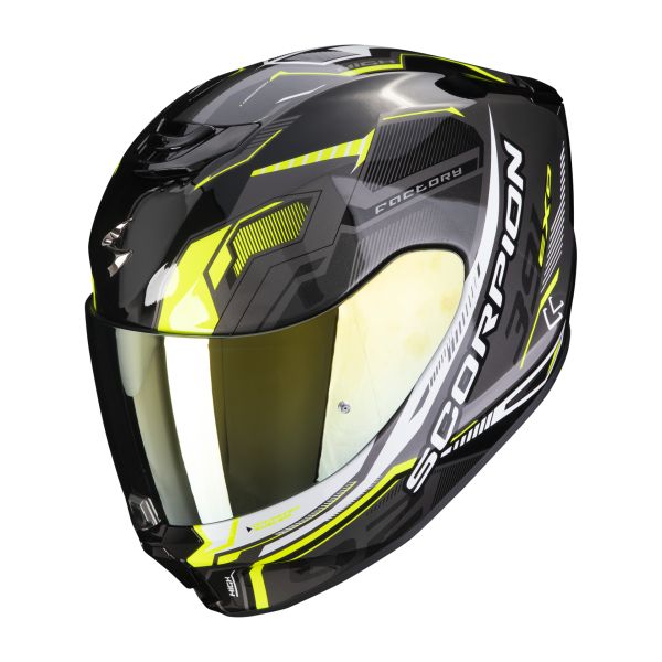 Full face helmets Scorpion Exo Full-Face Moto Helmet 391 Haut Black/Yellow Fluo Glossy 23