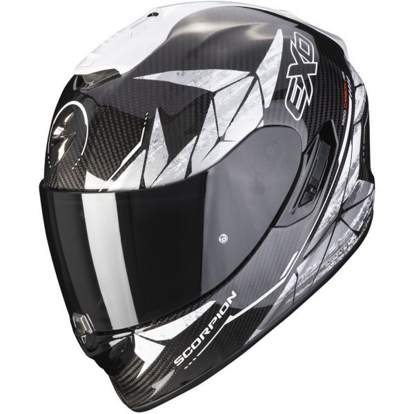 Casti Moto Integrale Scorpion Exo Casca Moto Full-Face Exo-1400 Carbon Air Aranea Black/White