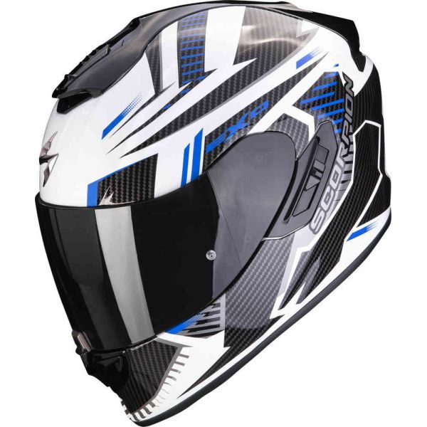 Casti Moto Integrale Scorpion Exo Casca Moto Full-Face/Integrala 1400 Evo Air Shell Alb/Albastru