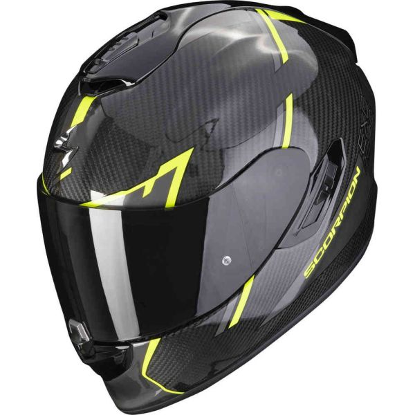 Casti Moto Integrale Scorpion Exo Casca Moto Full-Face/Integrala 1400 Evo Carbon Air Kendal Negru/Galben fluo