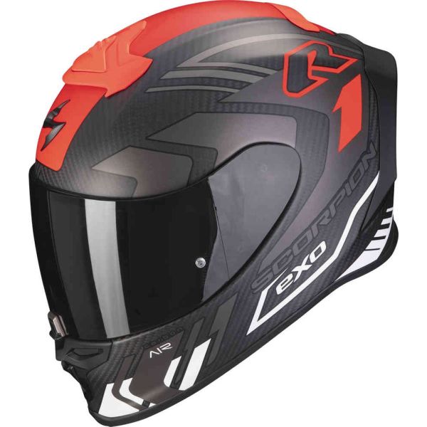 Casti Moto Integrale Scorpion Exo Casca Moto Full-Face/Integrala Exo R1 Evo Air Carbon Supra Negru Mat/Rosu