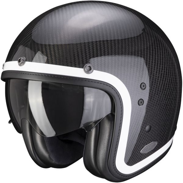 Casti Moto Jet (Open Face) Scorpion Exo Casca Moto Open Face/Jet Belfast Carbon Lofty White