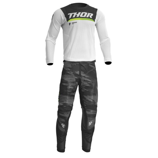 Combo MX Enduro Thor Combo Moto Tricou + Pantaloni Pulse Air Cameo White/Black 23