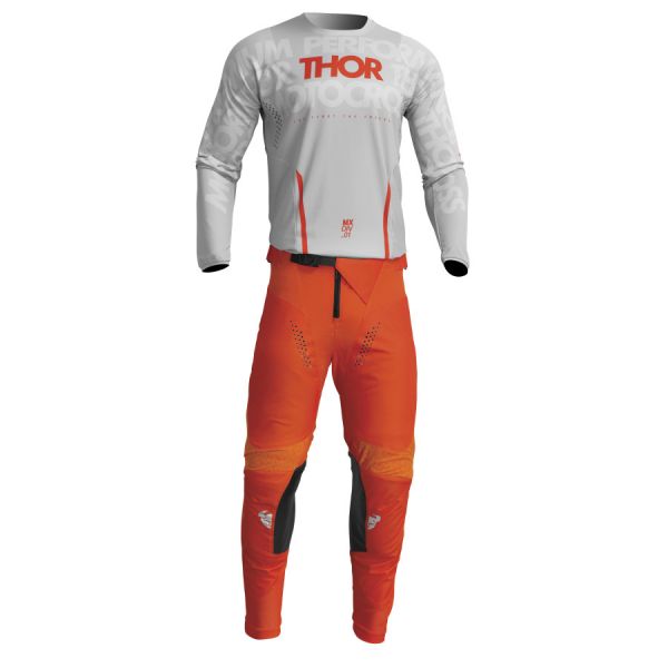 Combo MX Enduro Thor Combo Moto Tricou + Pantaloni Pulse Mono Light Gray/Orange 23
