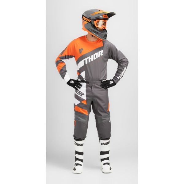 Combo MX Enduro Thor-oferta Combo Tricou + Pantaloni Enduro/MX Sector Checker Charcoal/Orange 24