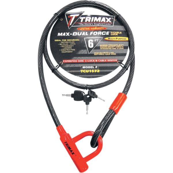 Antifurt Moto Trimax Antifurt Moto Cablu Cu Lacat U Trimaflex s Black TCU1572