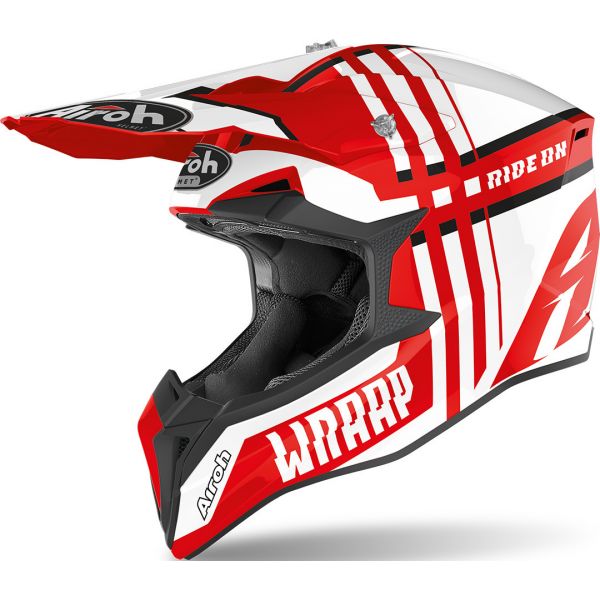 Casti Cross-Enduro Airoh Casca Moto Enduro Wraap Broken Red